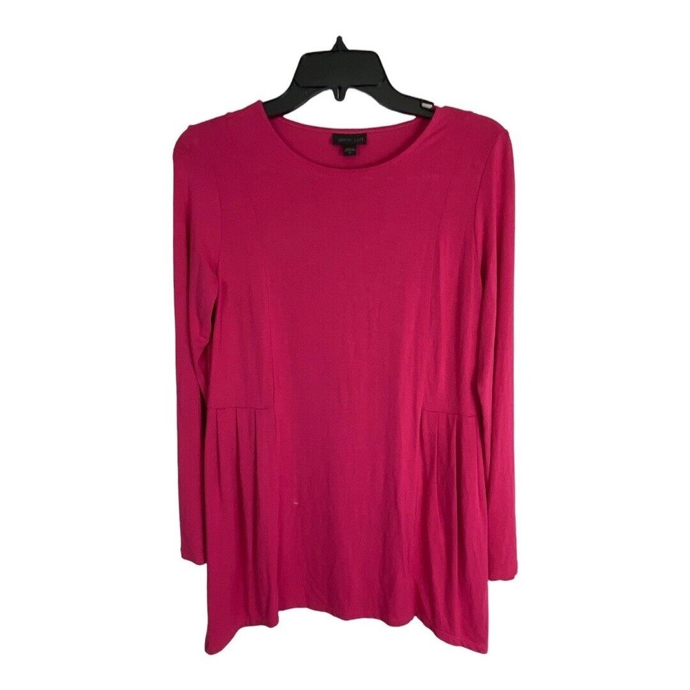 J Jill Womens Shirt Size XS Pink Tunic Long Sleeve Pleats Knit Blouse Top